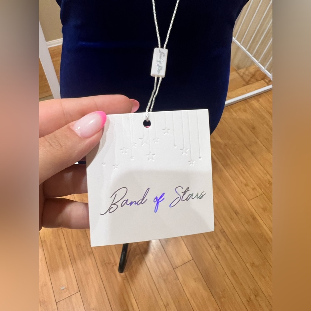 Band of stars premium velvet midi dress with embellishment detail in cobalt - Picture 9 of 10